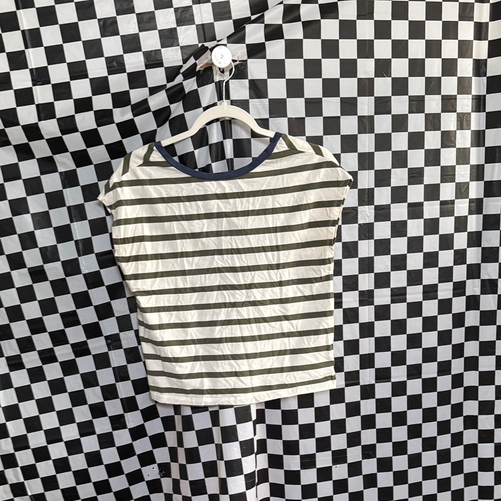 Halogen Black and White Striped Short Sleeve Top